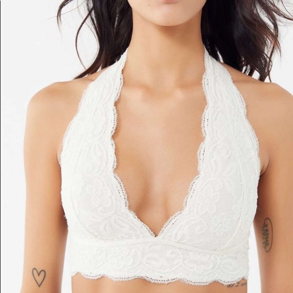 Lace halter bra